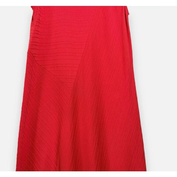 Soft Surroundings Tank Dress Medium Auana Red Midi Pima Cotton Asymmetrical - Picture 3 of 3